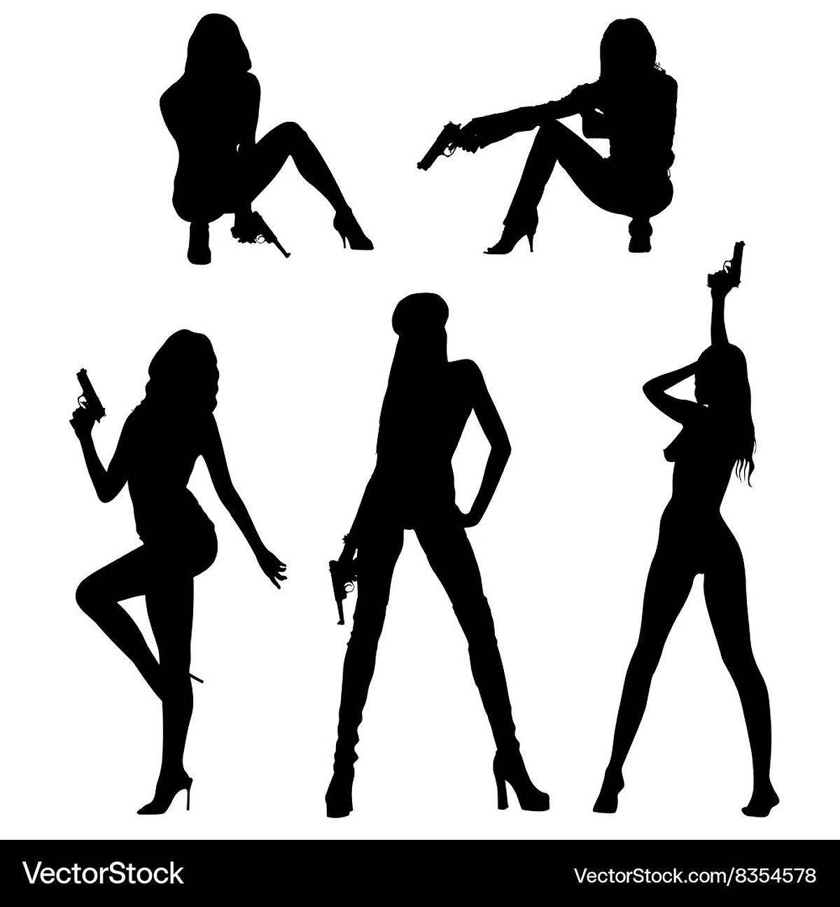 Ext Png Sexy Woman Silhouette In Bikini - Sexy Woman With Gun Silhouette – Royalty Free Vector Vectorstoc