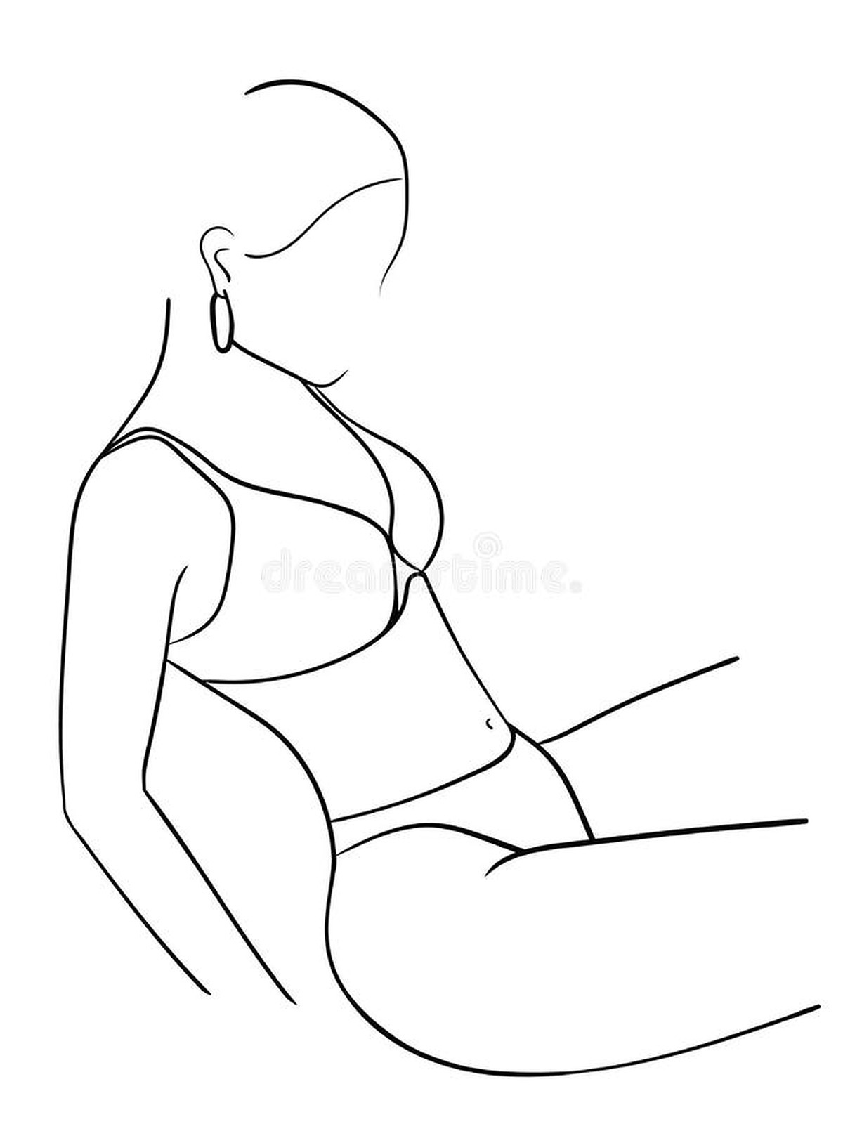 Ext Png Sexy Woman Silhouette In Bikini - Black Line Silhouettes Of Female Body In Underwear. Stock Vector