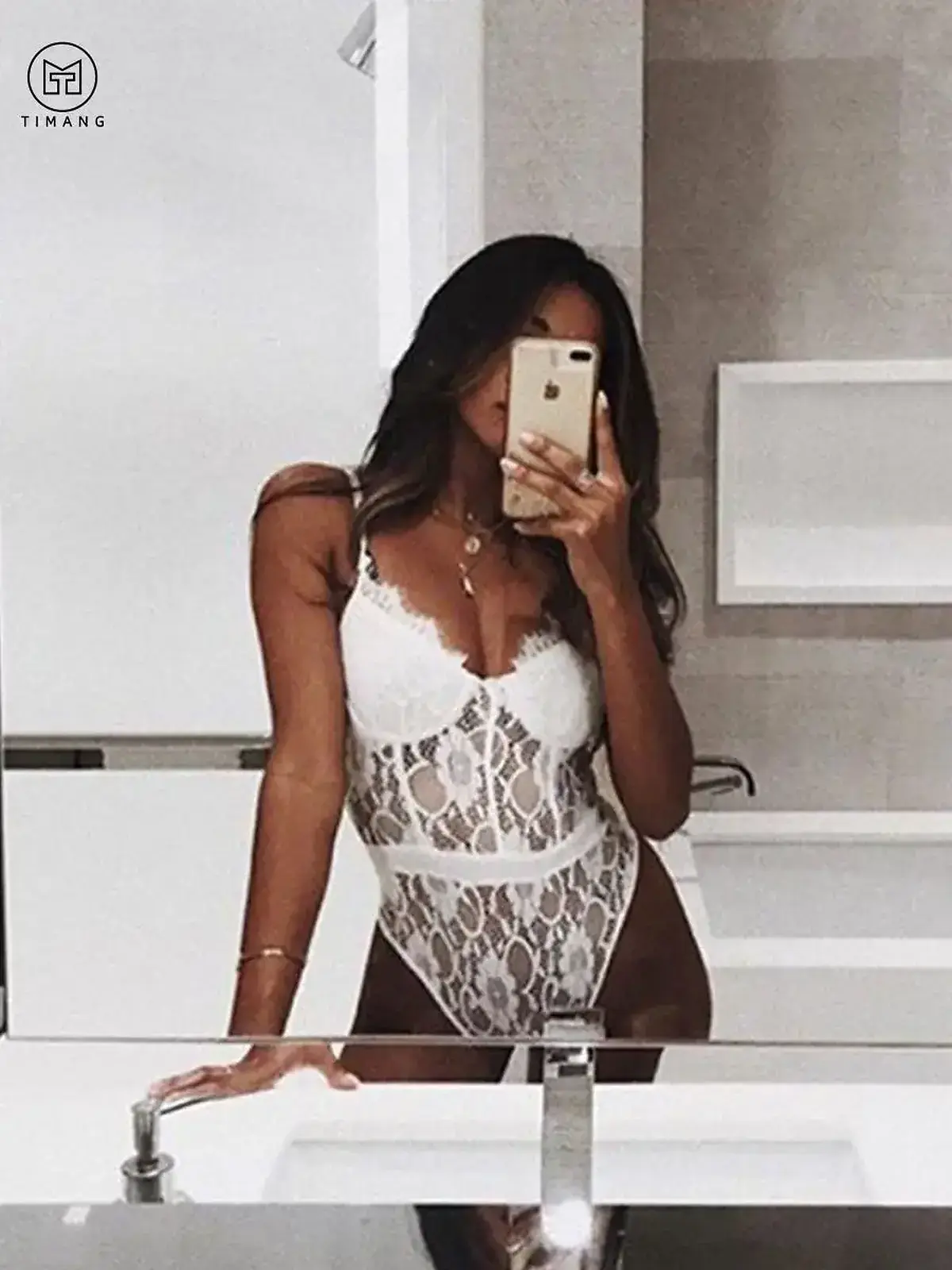 Selfies Lingerie - Lace Bodysuit Flowers Delicate Elastic Lingerie Timang 17297725 K