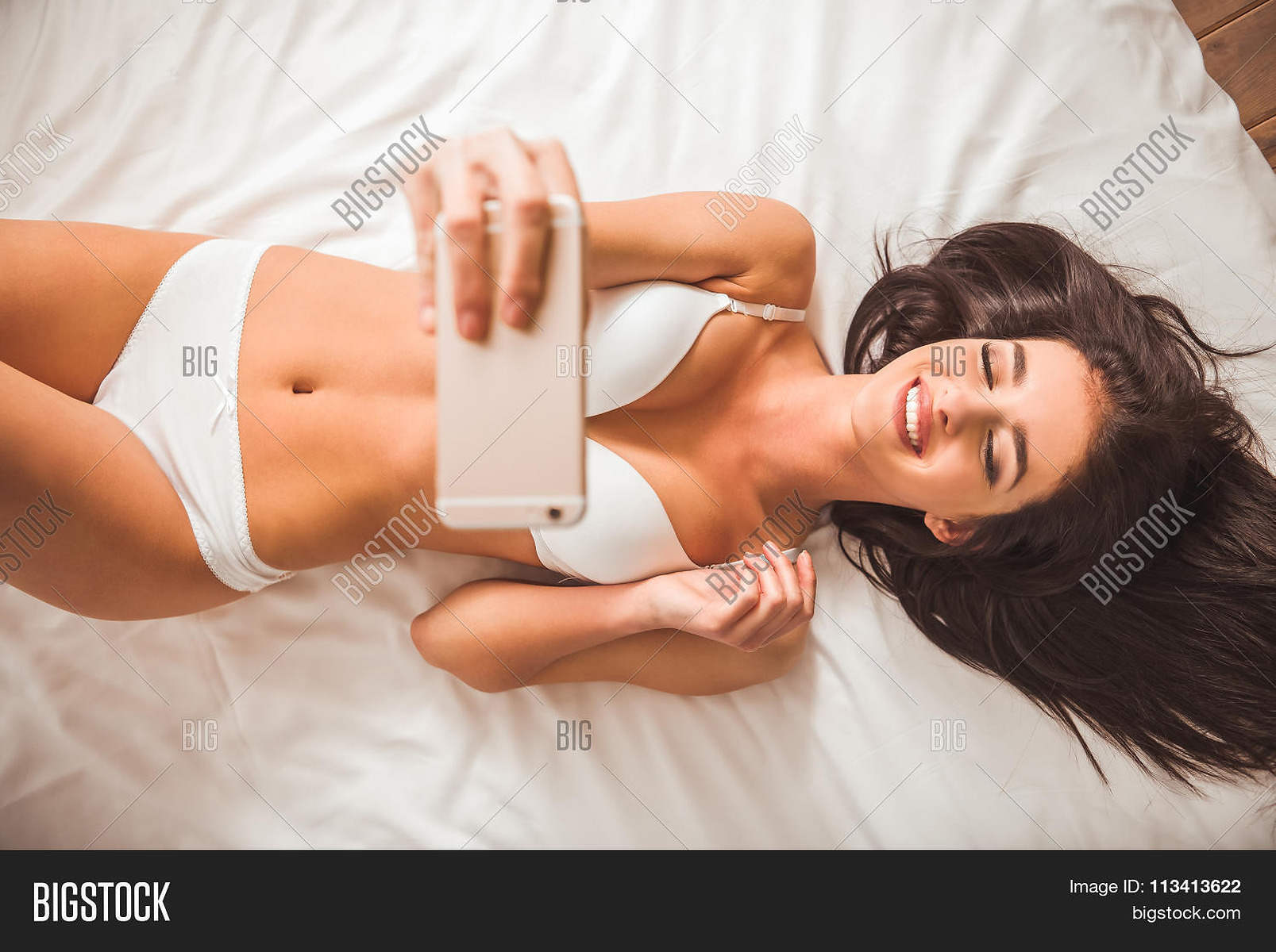 Selfies Lingerie - Girl On Bed Underwear Image & Photo (Free Trial) Bigstock