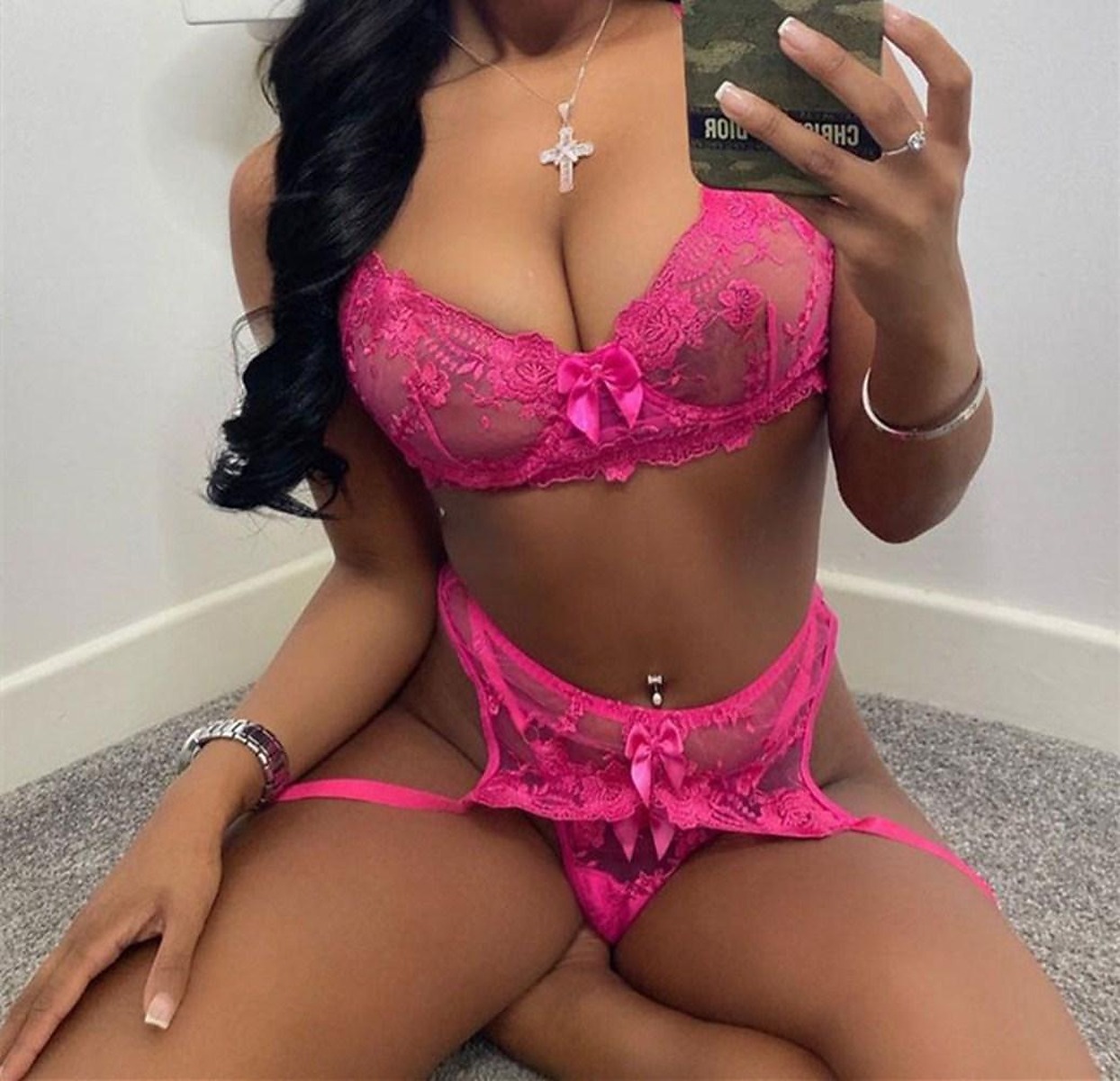 Selfies Lingerie - New Embroidered Flower Sheer Mesh Lingerie Set Women's Lace Brea