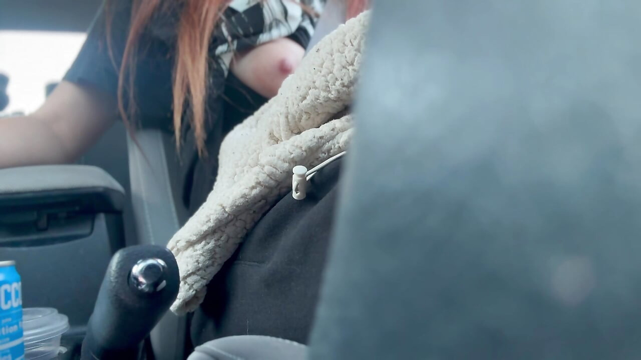 Slender Wearing Glasses Flashing Tits In Car - Porn Video Big Tits Out While Driving