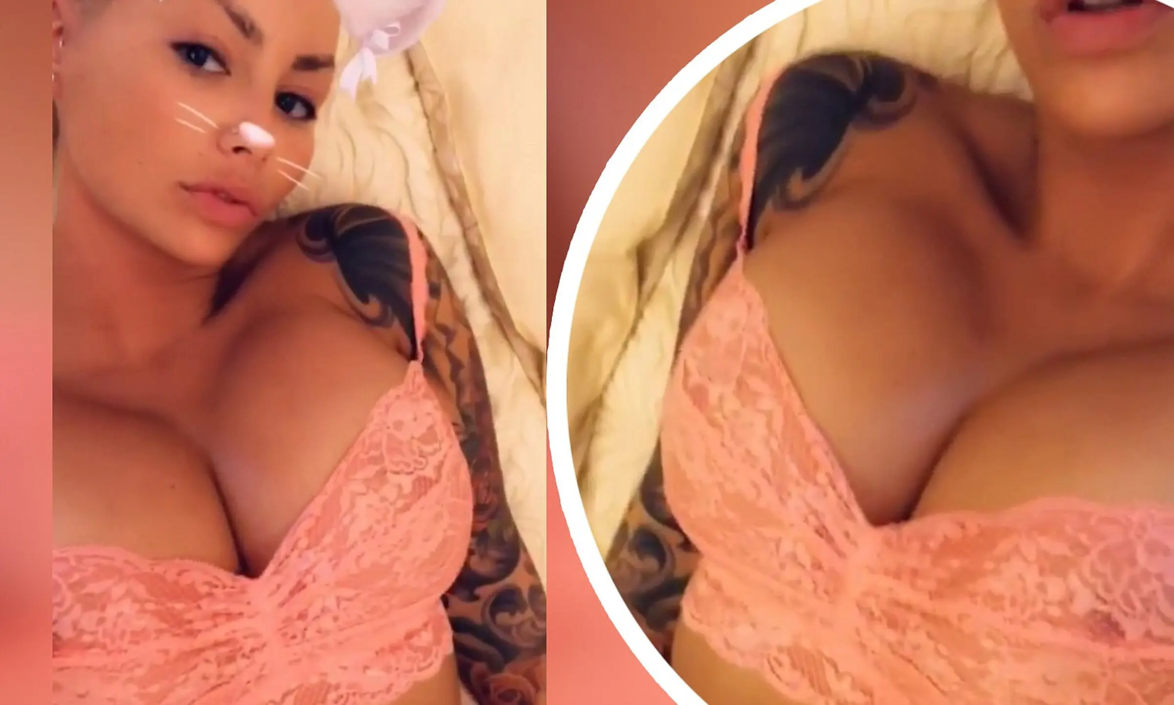 Selfies Booty Shorts - Car And Amber Rose Dons Sheer Lace Bra And Pink Booty Shorts In Sultry V