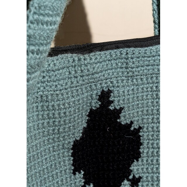 Photos - Shop Stylish Grey Crocheted Tote Shoulder Bag (1)