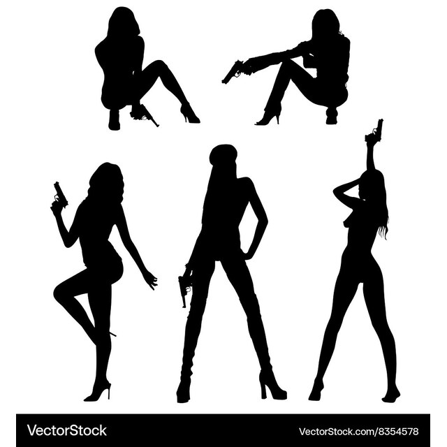 Ext Png Sexy Woman Silhouette In Bikini - Sexy Woman With Gun Silhouette – Royalty Free Vector Vectorstoc