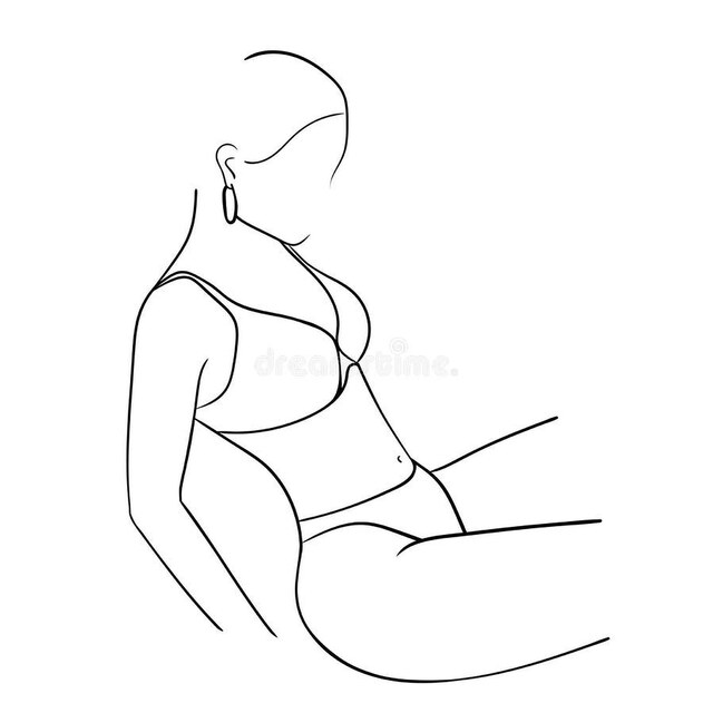 Ext Png Sexy Woman Silhouette In Bikini - Black Line Silhouettes Of Female Body In Underwear. Stock Vector