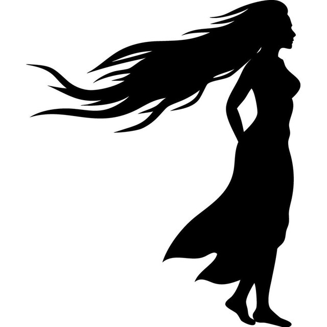 Ext Png Sexy Woman Silhouette In Bikini - Silhouette Of Woman With Flowing Hair Elegant Feminine Design Fo