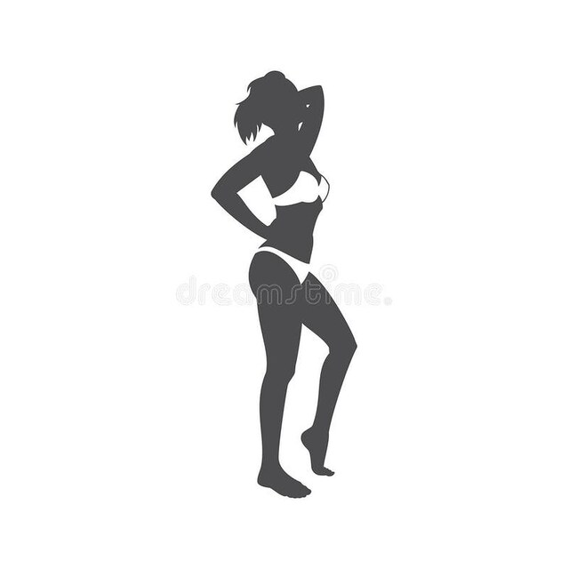 Ext Png Sexy Woman Silhouette In Bikini - Woman In Bikini Posing Relaxing On Beach Side View Monochrome Si
