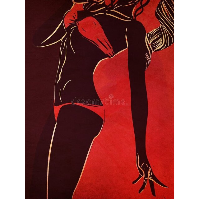 Photos - Bikini Silhouette On Grunge Red Background Stock Illustration