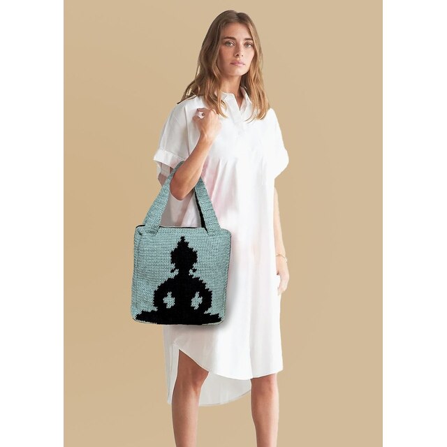 Photos - Shop Stylish Grey Crocheted Tote Shoulder Bag