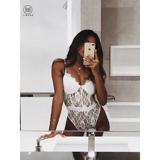 Selfies Lingerie - Lace Bodysuit Flowers Delicate Elastic Lingerie Timang 17297725 K