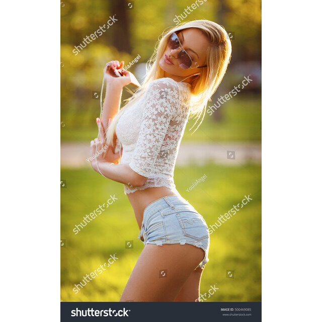 Photos - Sexy Blond Woman Short Shorts Top Stock Photo 500469085 Shutter